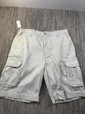 IZOD Cargo Shorts Mens 36 Beige Utility Canvas Relaxed Fit Casual Outdoor Summer